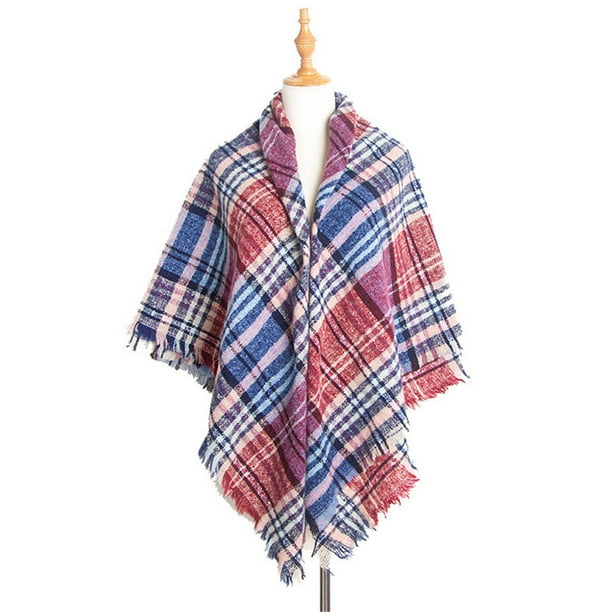 Long Style Blanket Tartan Fashion Scarf Wrap Shawl Plaid Cozy Checked Scarf Cape
